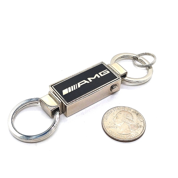 Authentic OEM Mercedes Benz AMG Black Dual Keychain Valet Fob